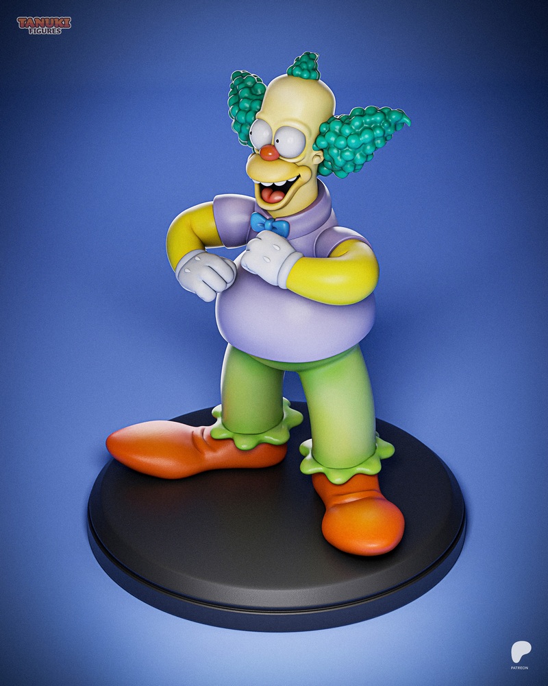 3D打印模型：辛普森一家·克鲁斯蒂小丑|Tanuki Figures – Krusty the Clown – The Simpsons – 3D Print Model
