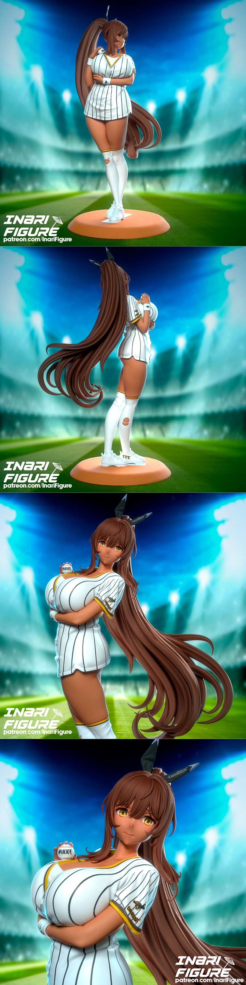 尼科斯动漫3D打印模型：黑衣棒球啦啦队少女|Inari Figure – Noir (Baseball cheerleader) – Nikke – 3D Print Model STL