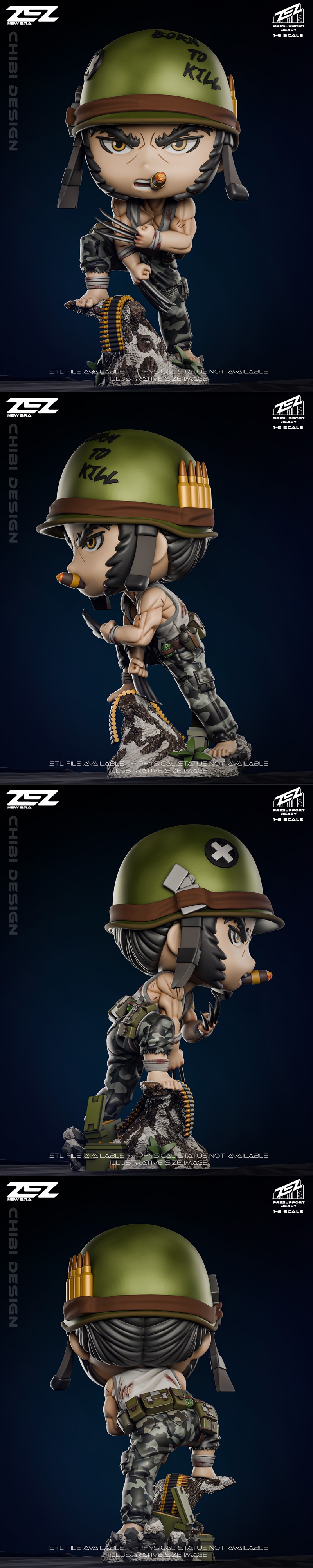 ZEZ工作室小可爱红警模型3D打印文件|ZEZ Studio – Chibi Wolverine – 3D Print Model STL
