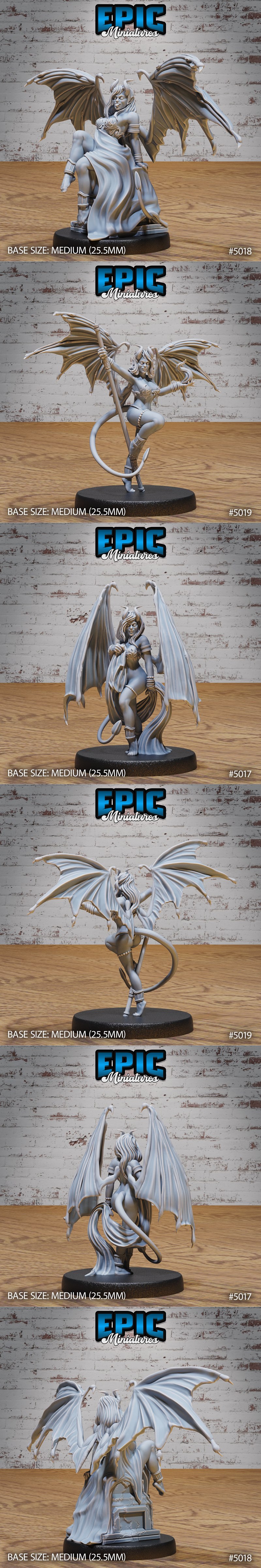 史诗迷你模型——恶魔魅魔套装 3D打印模型|Epic Miniatures – Succubus Demon Set – 3D Print Model STL