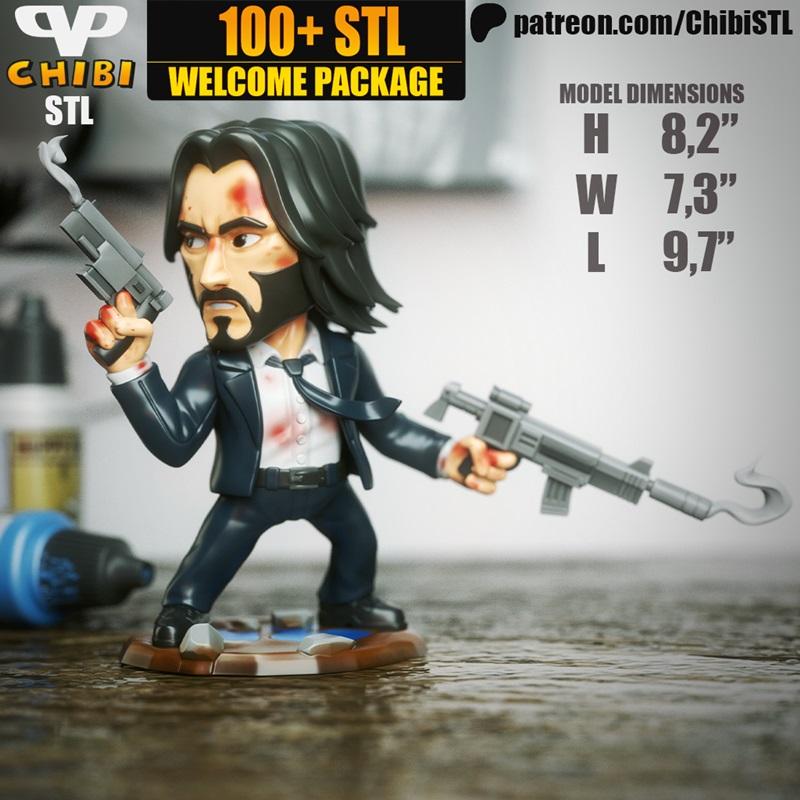 约翰维克Chibi 3D打印模型|John Wick Chibi – 3D Print Model STL