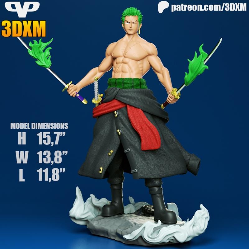 3DXM - 《海贼王》佐罗 3D打印模型|3DXM – Roronoa Zoro – 3D Print Model STL