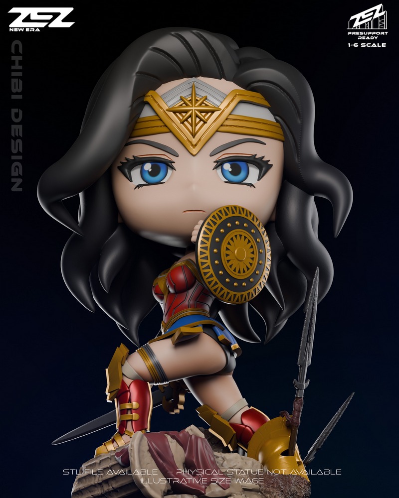 ZEZ工作室-小可爱神奇女侠-3D打印模型|ZEZ Studio – Chibi Wonder Woman – 3D Print Model
