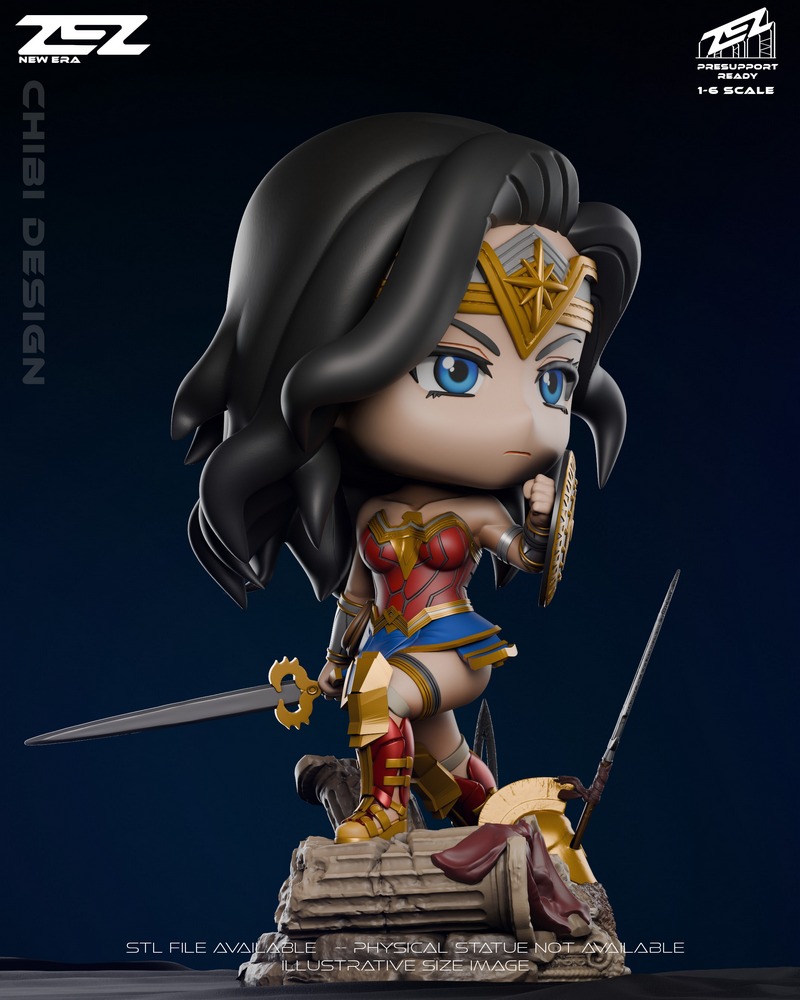 ZEZ工作室-小可爱神奇女侠-3D打印模型|ZEZ Studio – Chibi Wonder Woman – 3D Print Model