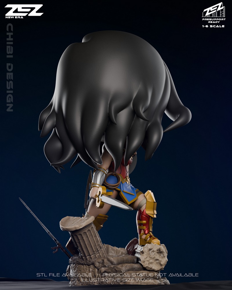ZEZ工作室-小可爱神奇女侠-3D打印模型|ZEZ Studio – Chibi Wonder Woman – 3D Print Model