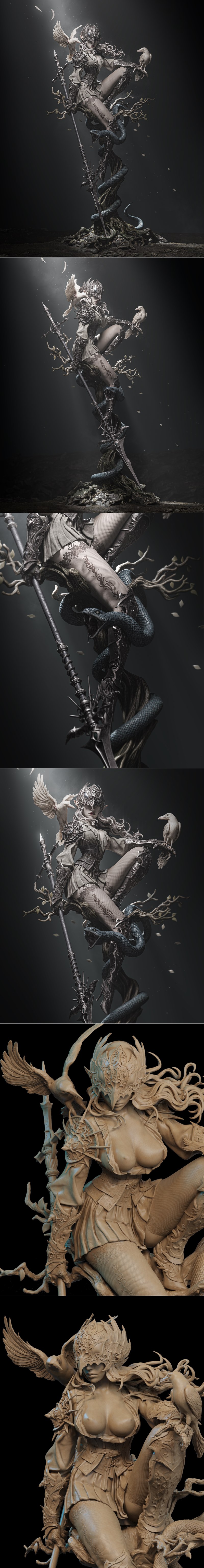 CA 3D Studios - Crow Girl - 3D打印模型|CA 3D Studios – Crow Girl – 3D Print Model STL