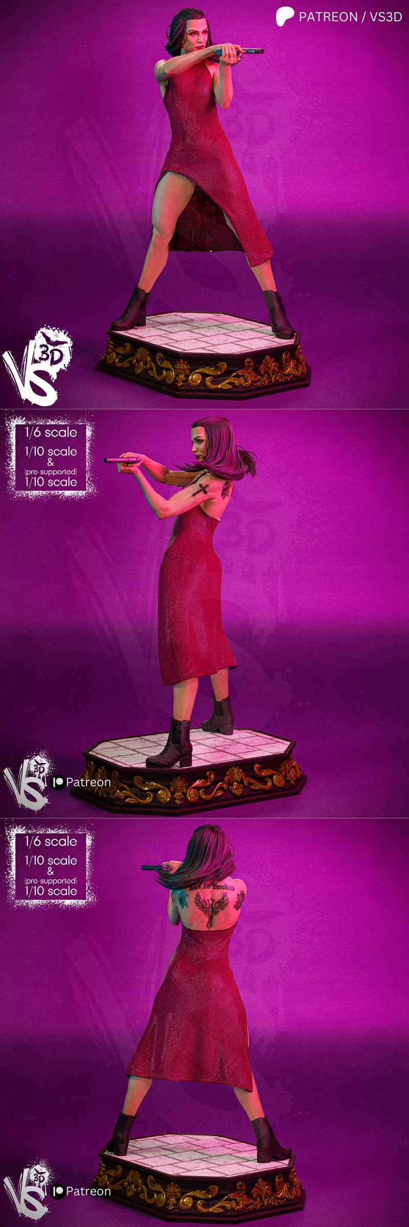 VS3D – 动作角色模型：约翰·威克芭蕾舞姿01（3D打印模型）|VS3D – Ballerina Pose 01 – John Wick – 3D Print Model STL