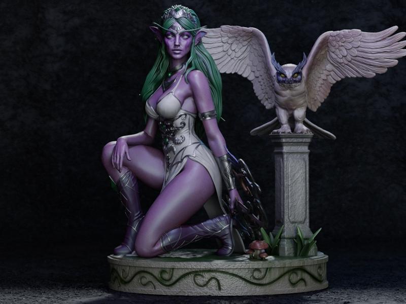 CA 3D Studios - 丝语之风 - 塔兰德·威瑟风 3D打印模型|CA 3D Studios – Tyrande Whisperwind – 3D Print Model STL