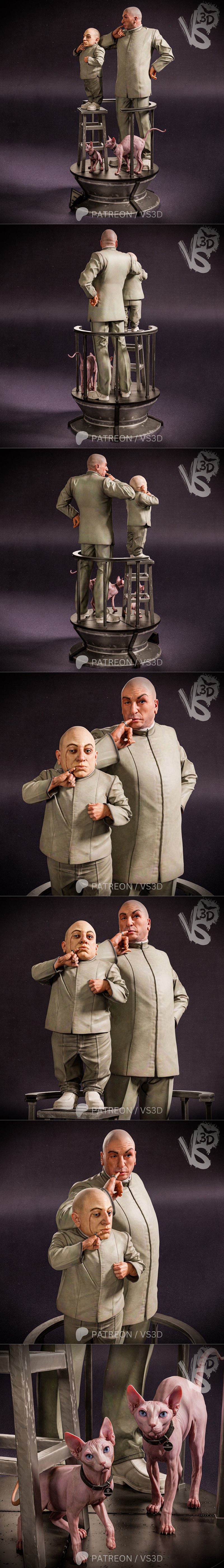 VS3D – 《Austin Powers》之 Dr. Evil 与 Mini Me 3D打印模型|VS3D – Dr Evil & Mini Me – Austin powers – 3D Print Model STL
