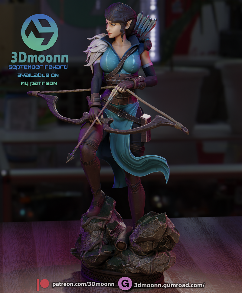 3D打印模型：Vox Machina角色Vex立体模型|3Dmoonn – Vox Machina – Vex – 3D Print Model