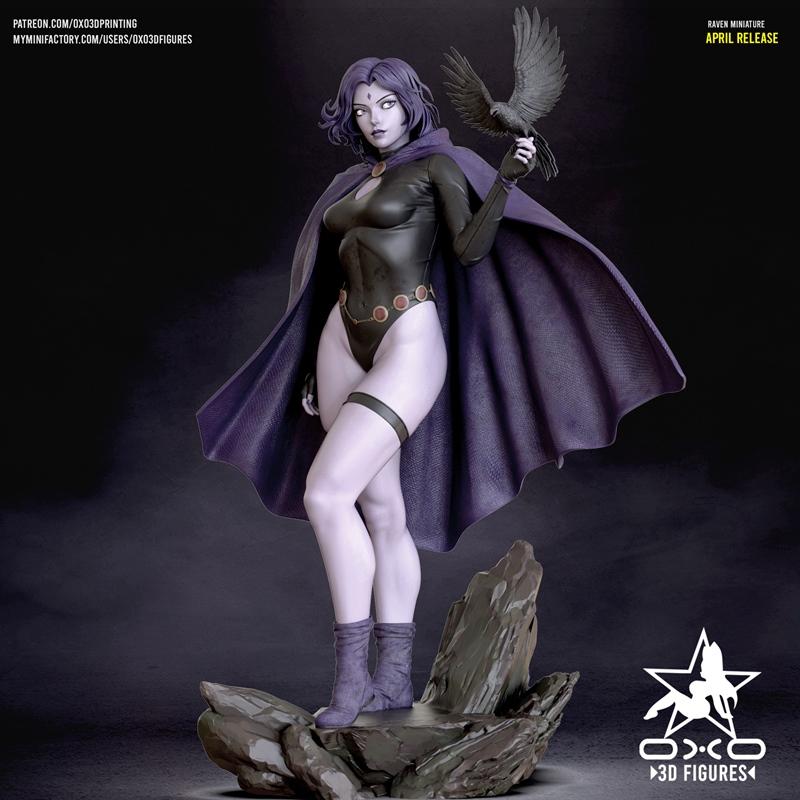 OXO3D 智能打印模型：DC漫画瑞文角色3D打印雕塑|OXO3D – Raven – DC Comics – 3D Print Model STL