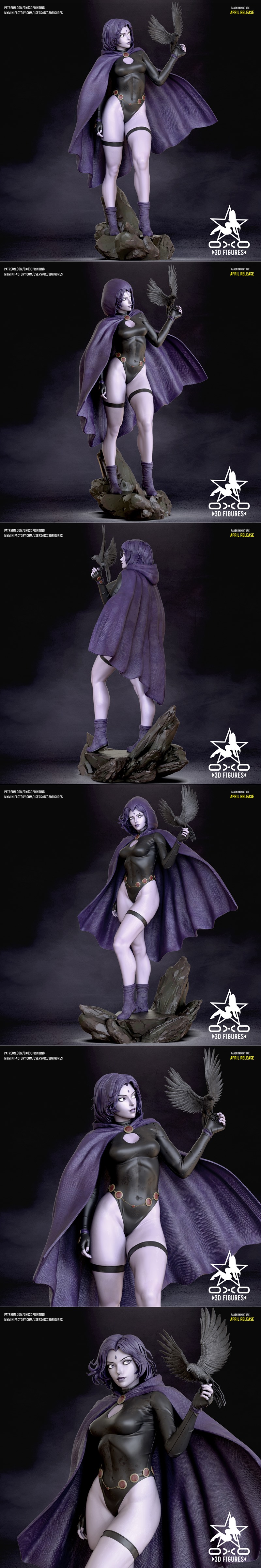 OXO3D 智能打印模型：DC漫画瑞文角色3D打印雕塑|OXO3D – Raven – DC Comics – 3D Print Model STL