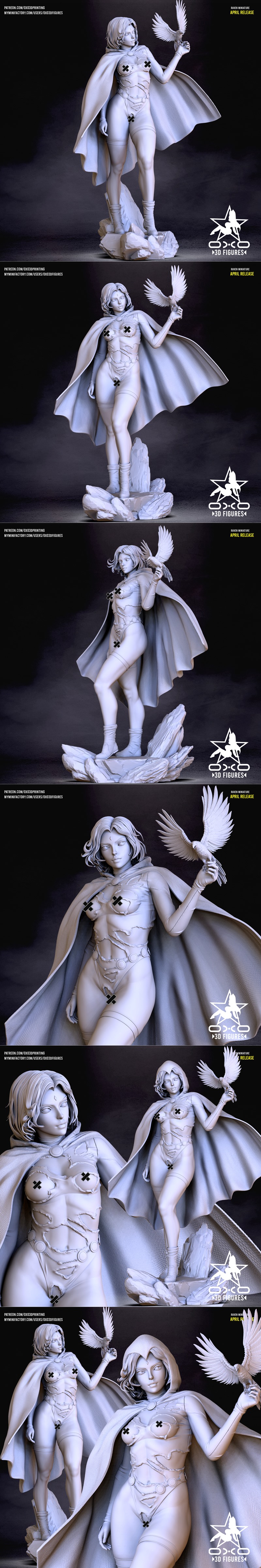 OXO3D 智能打印模型：DC漫画瑞文角色3D打印雕塑|OXO3D – Raven – DC Comics – 3D Print Model STL