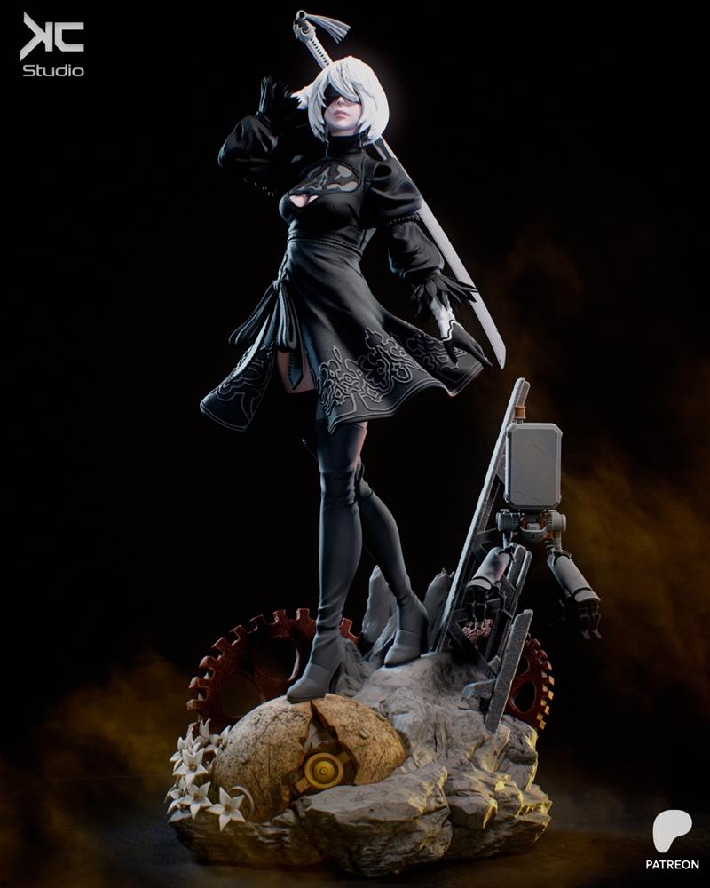 KCStudio - 2B - 人形机器人3D打印模型|KCStudio – 2B – Nier Automata – 3D Print Model STL