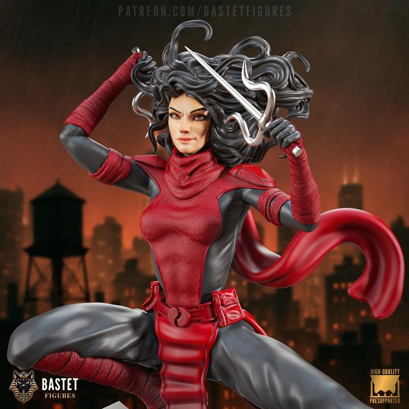 Elektra 3D打印模型|Bastet Figures – Elektra – Marvel Comics – 3D Print Model STL
