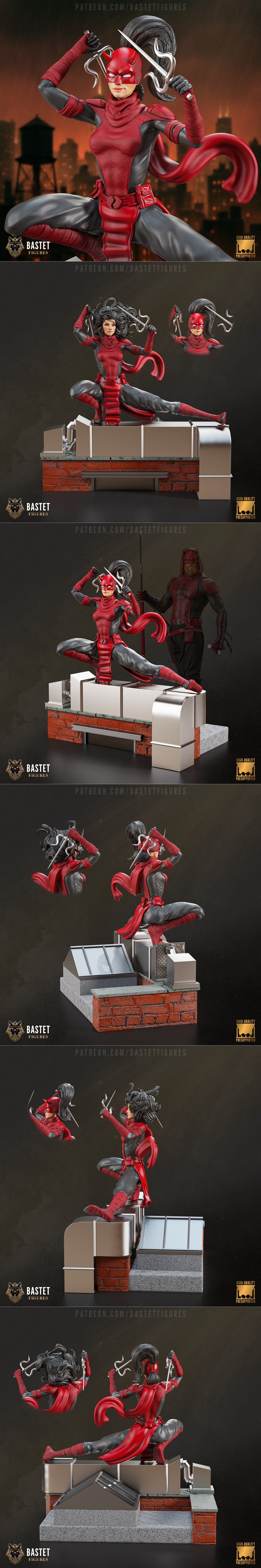 Elektra 3D打印模型|Bastet Figures – Elektra – Marvel Comics – 3D Print Model STL