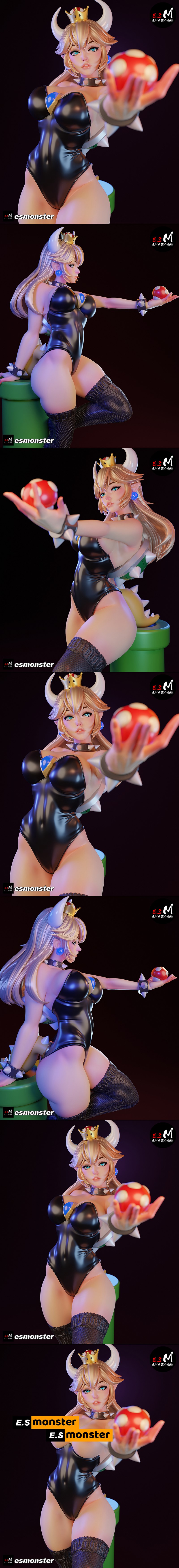 E.S怪物 - 弓装少女 - 3D打印模型|E.S Monster – Bowsette – 3D Print Model STL