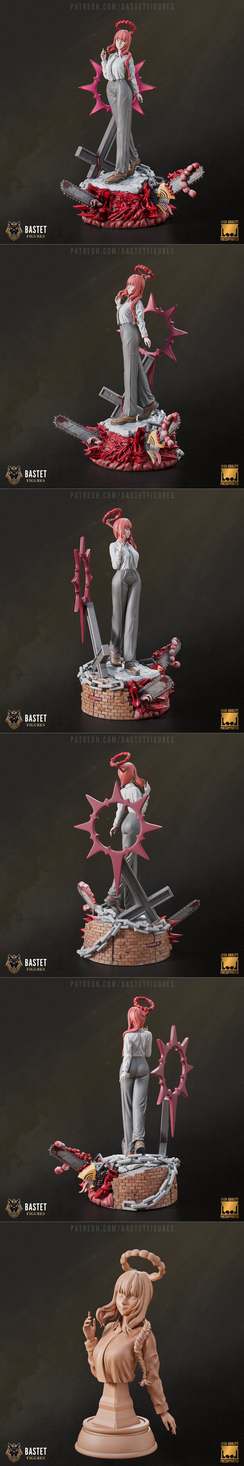 玛卡玛卡-巴斯特特-锯齿男 3D打印模型|Bastet Figures – Makima – Chainsaw Man – 3D Print Model STL