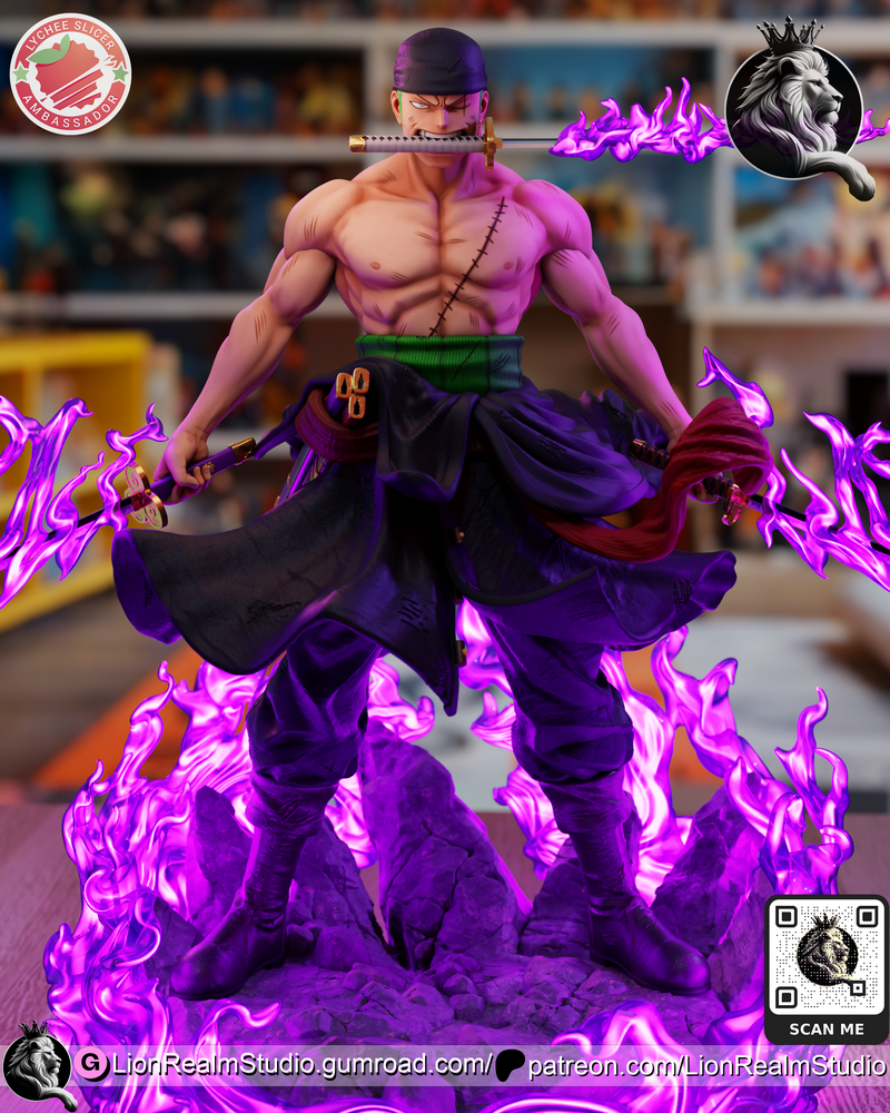 LionRealm Studio - 海贼王 - 蒙奇·D·路飞 - 3D打印模型|LionRealm Studio – One Piece – Zoro – 3D Print Model