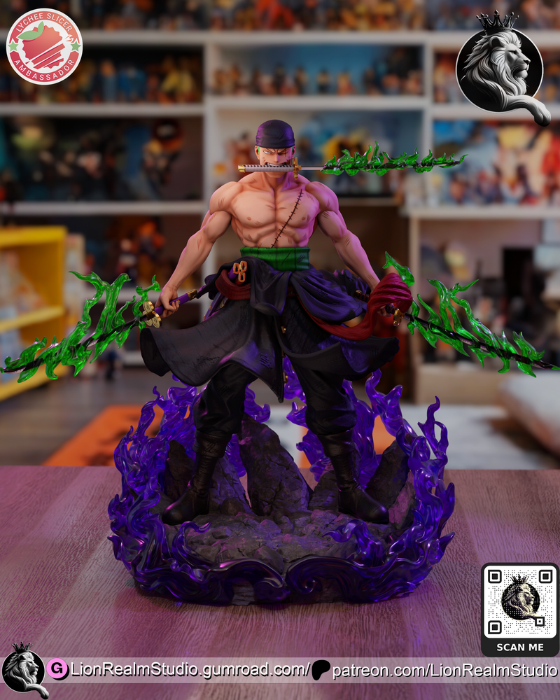 LionRealm Studio - 海贼王 - 蒙奇·D·路飞 - 3D打印模型|LionRealm Studio – One Piece – Zoro – 3D Print Model