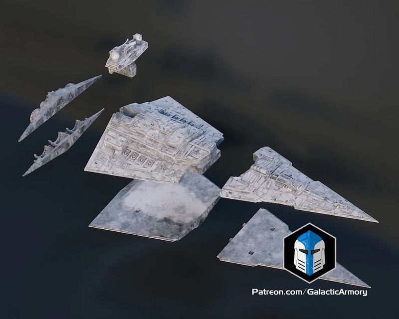 银河武器库——茶光星战舰V2 3D打印模型|Galactic Armory – Tea Light Star Destroyer V2 – 3D Print Model