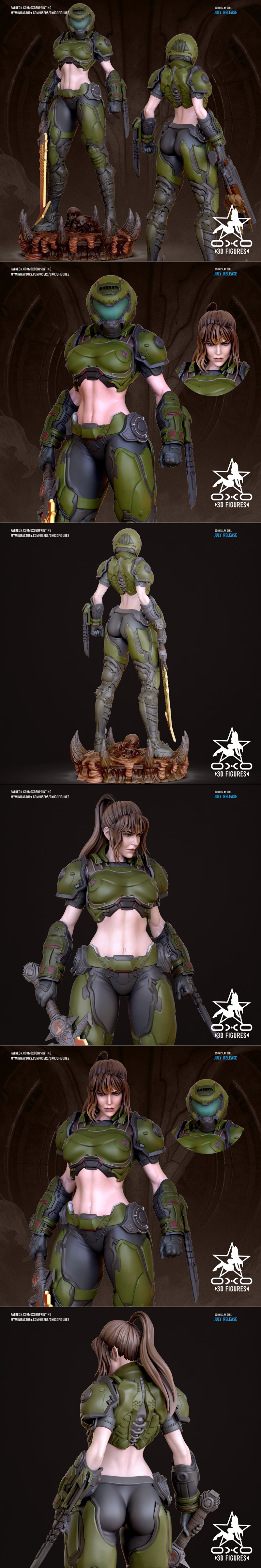 OXO3D doom slay girl 3D打印迷你模型|OXO3D – Doom Slay Girl Tabletop Miniature – 3D Print Model STL