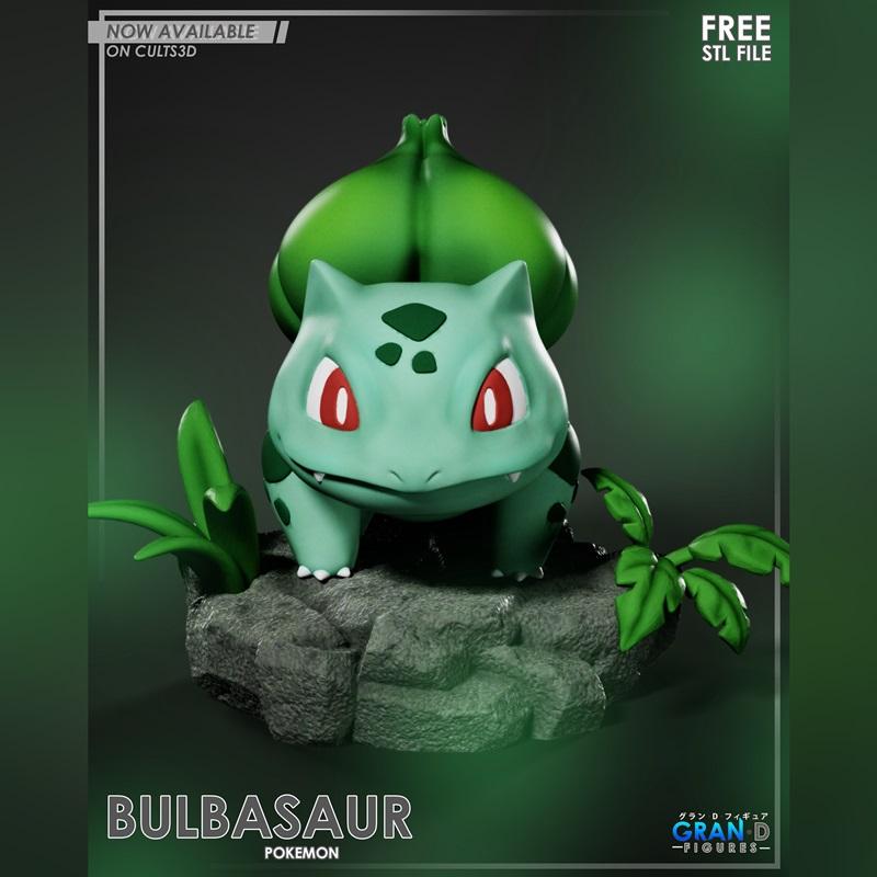 宝可梦3D打印模型：草苗宝（小火龙）|Gran D. Figures – Bulbasaur – Pokemon – 3D Print Model STL