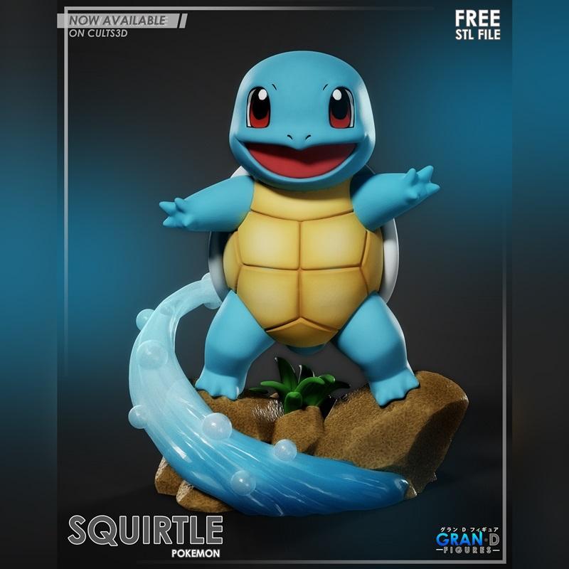 宝可梦 squirtle 3D打印模型|Gran D. Figures – Squirtle – Pokemon – 3D Print Model STL