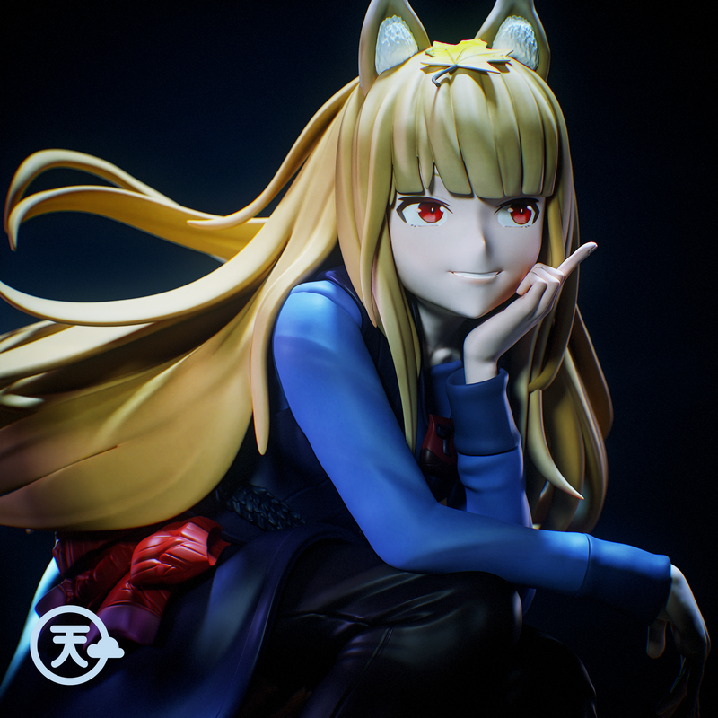 Spice and Wolf 3D打印模型：Holo的智慧狼形象|Tenshi Figures – Holo the Wise Wolf – Spice and Wolf – 3D Print Model