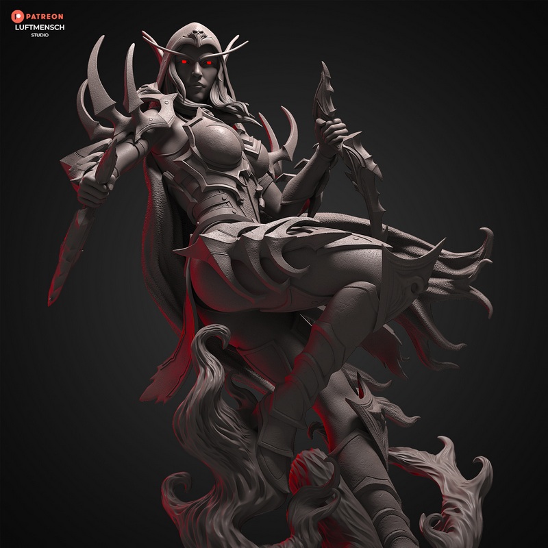 卢特曼斯工作室 - 暗影之境 - 萨尔瓦纳斯 3D打印模型|LuftMensch Studio – Sylvanas Shadowlands – 3D Print Model