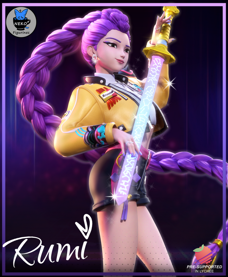 3D打印模型：Rumi角色造型——Kpop恶魔猎人系列|Neko Figurines – Rumi – Kpop Demon Hunters – 3D Print Model