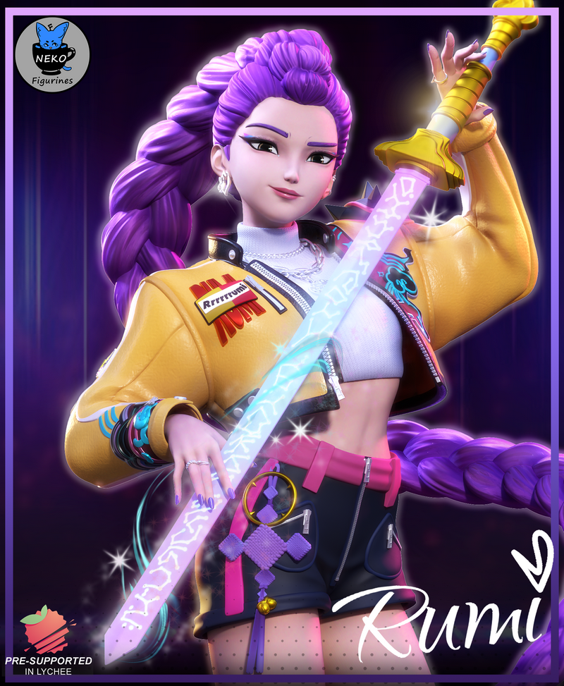 3D打印模型：Rumi角色造型——Kpop恶魔猎人系列|Neko Figurines – Rumi – Kpop Demon Hunters – 3D Print Model
