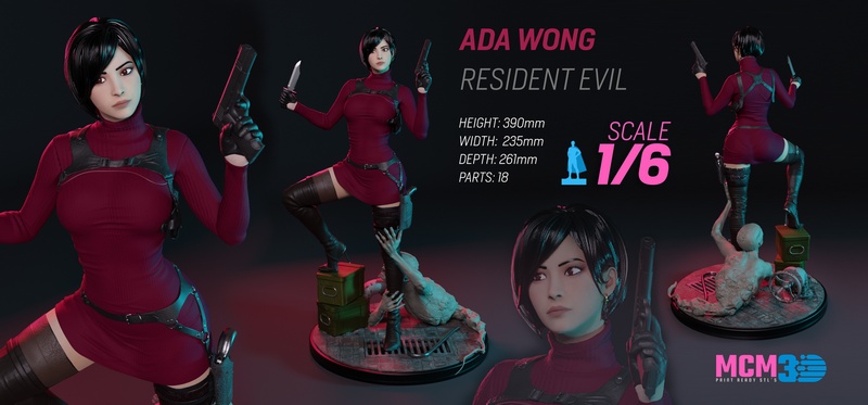 MCM3D - 生化危机 - 亚达· Wong 3D打印模型|MCM3D – Ada Wong – Resident Evil – 3D Print Model