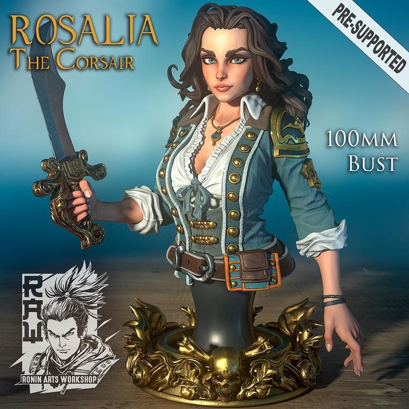 罗莎莉亚 女海盗 3D打印模型|Rosalia The Corsair – Pirate Bust – 3D Print Model STL