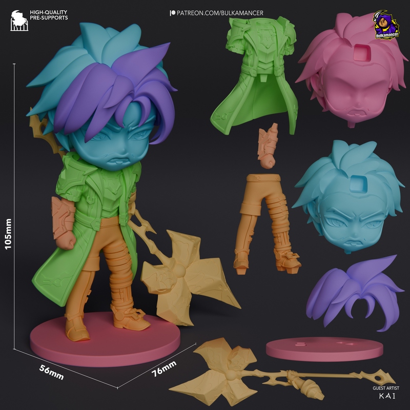 3D打印模型：Arcane中的Chibi Jayce|Bulkamancer – Chibi Jayce – Arcane – 3D Print Model