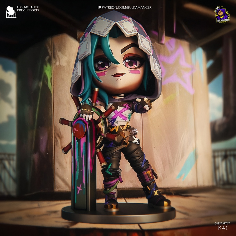 Bulkamancer-小恶魔碎裂形态-3D打印模型|Bulkamancer – Chibi Fractured Jinx – Arcane – 3D Print Model