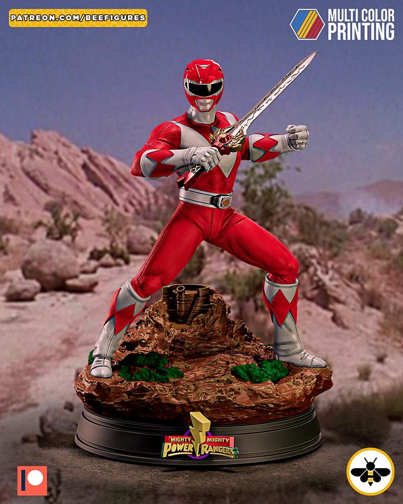 Bee Figures 3D打印模型：Power Rangers红队角色|Bee Figures – Power Rangers Red – 3D Print Model STL