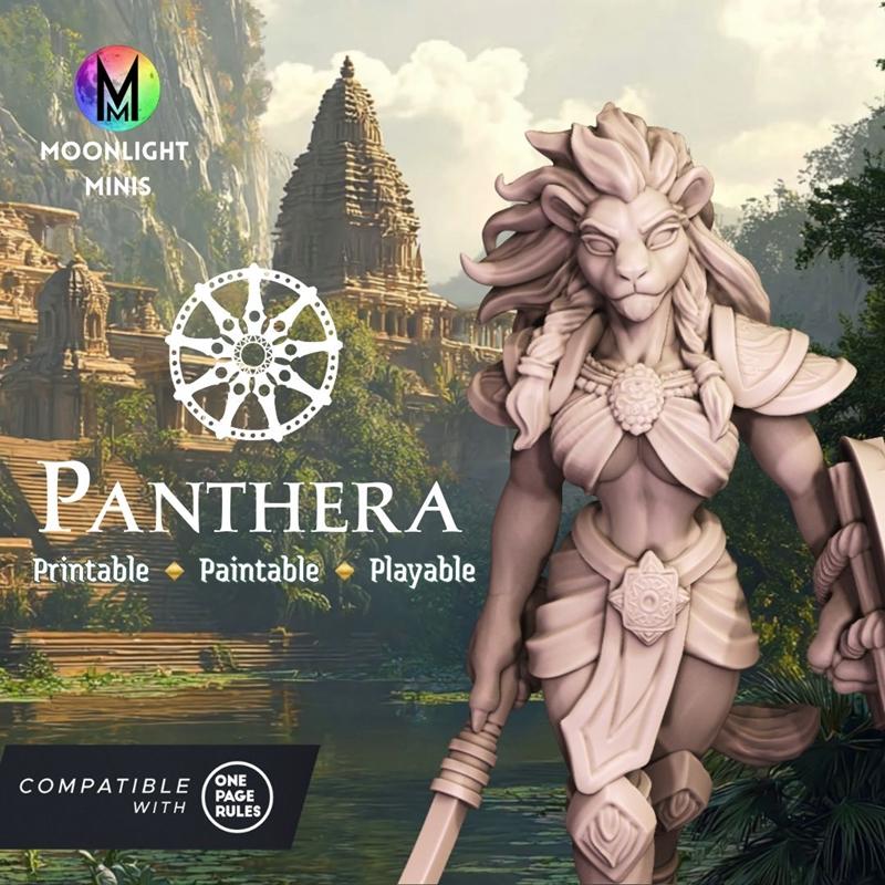 月光迷你系列 - 猫族 panthera 装备包 第一部分 3D打印模型|Moonlight Minis – Panthera Catfolk Bundle Part 1 June 2025 – 3D Print Model STL