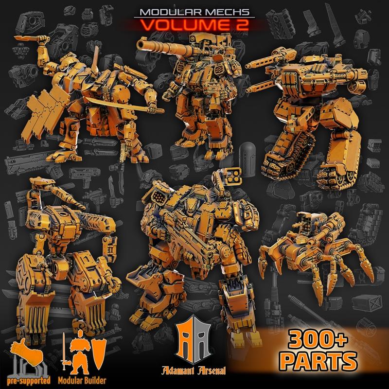 模块化机械兵 2 - 3D打印模型 STL|Adamant Arsenal – Modular Mechs Volume 2 – 3D Print Model STL