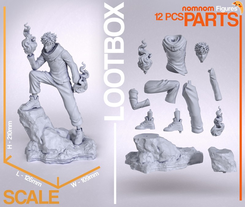 咒术回战- Yuji Itadori- 3D打印模型|NomNom Figures – Yuji Itadori – Jujutsu Kaisen – 3D Print Model