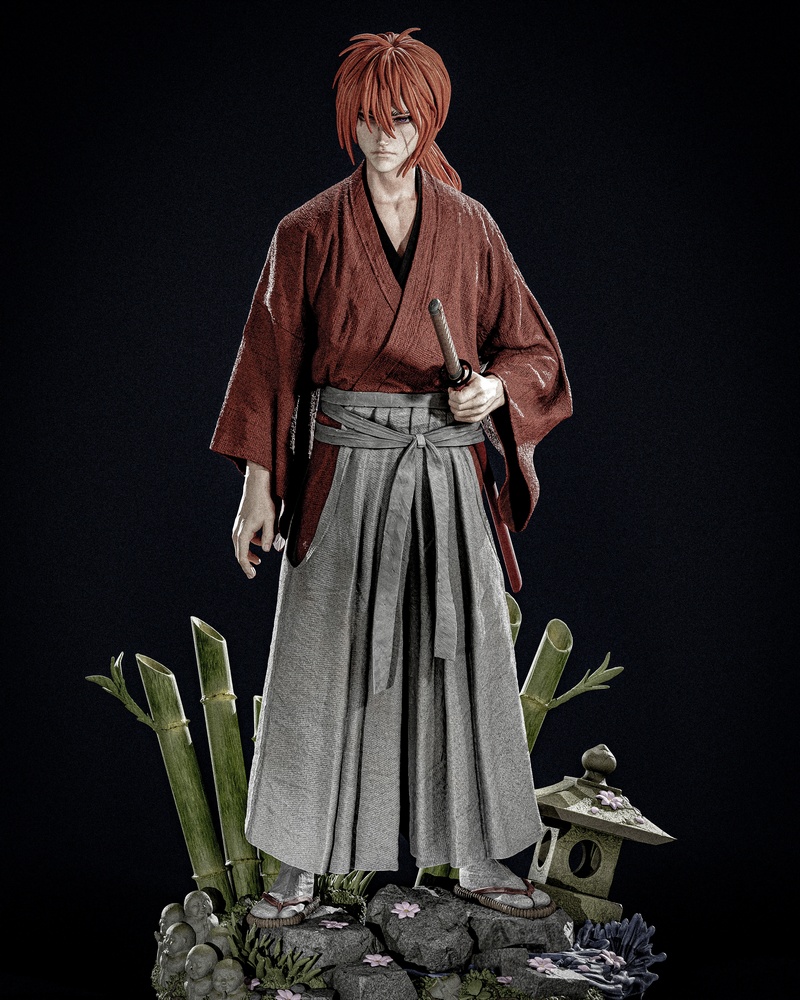CA 3D工作室 - 战神凯（神谷薰） - 3D打印模型|CA 3D Studios – Kenshin Himura – 3D Print Model