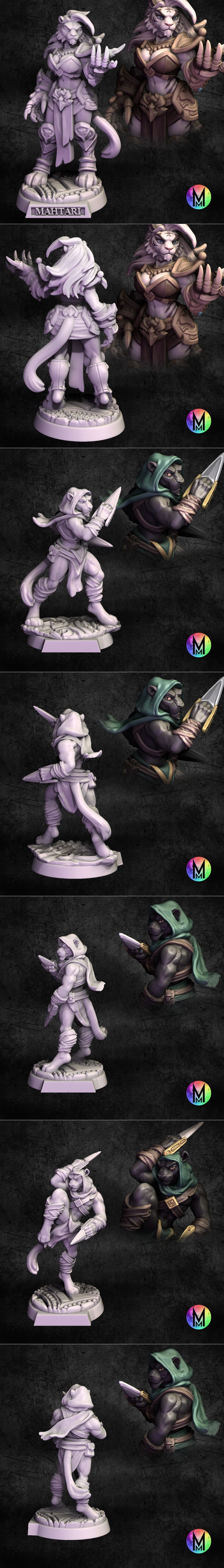 月光迷你系列——猫族 panthera 角色3D打印模型|Moonlight Minis – Panthera Catfolk Bundle Part 2 July 2025 – 3D Print Model STL