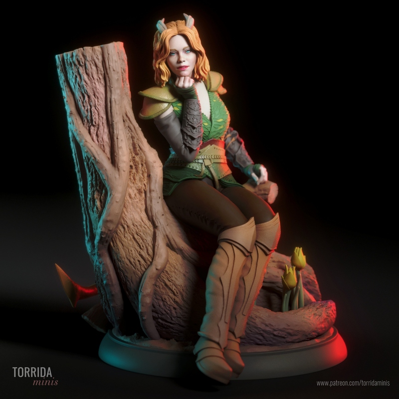 托里达迷你模型——龙与地下城多里克角色3D打印版|Torrida Minis – Doric from Dungeons and Dragons – 3D Print Model