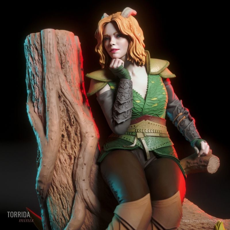 托里达迷你模型——龙与地下城多里克角色3D打印版|Torrida Minis – Doric from Dungeons and Dragons – 3D Print Model