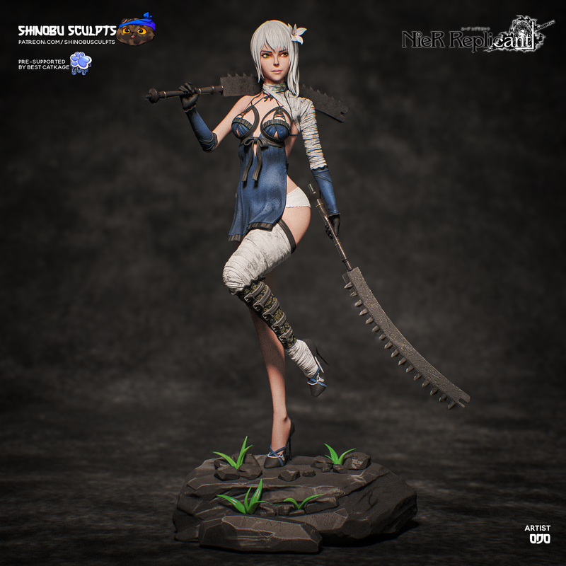 谢诺布打造的尼尔Kaine 3D打印模型|Shinobu Sculpts – NieR – Kaine – 3D Print Model