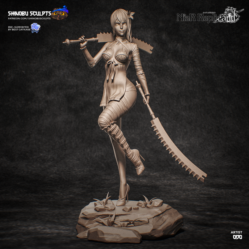 谢诺布打造的尼尔Kaine 3D打印模型|Shinobu Sculpts – NieR – Kaine – 3D Print Model
