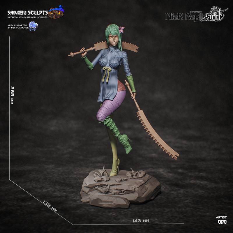 谢诺布打造的尼尔Kaine 3D打印模型|Shinobu Sculpts – NieR – Kaine – 3D Print Model