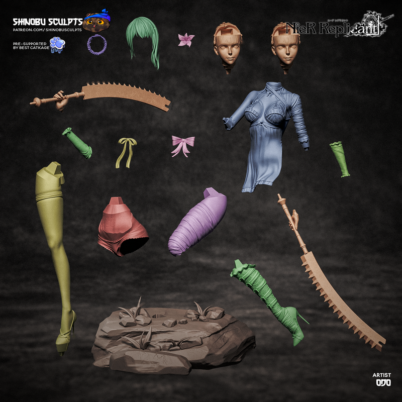 谢诺布打造的尼尔Kaine 3D打印模型|Shinobu Sculpts – NieR – Kaine – 3D Print Model