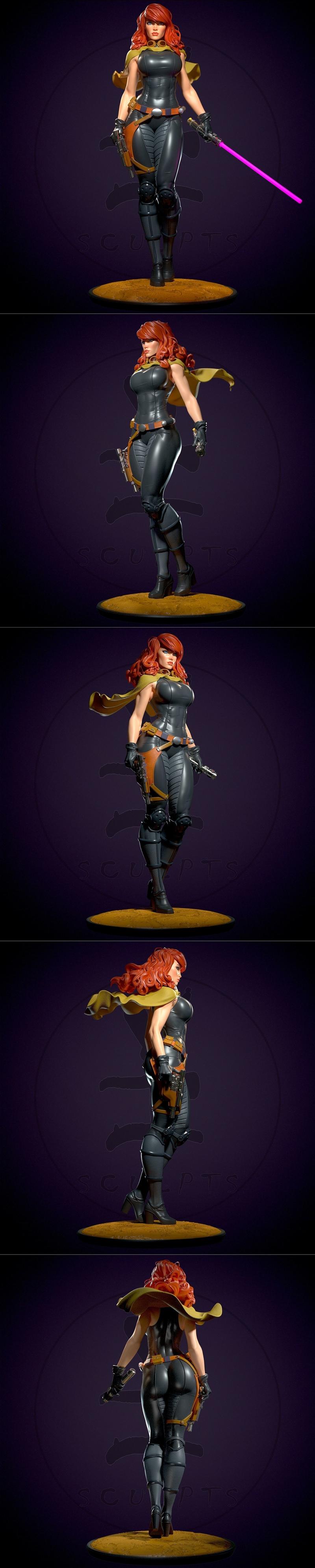 Yan-H工作室 - 马拉·杰德·天行者 - 3D打印模型|Yan-H – Mara Jade Skywalker – 3D Print Model STL