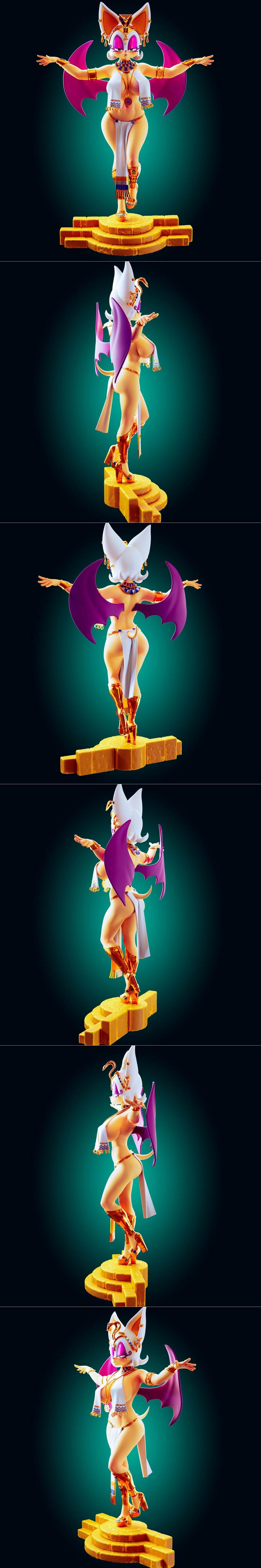 红蝙蝠埃及风cosplay 3D打印模型|Officer Rhu – Rouge the Bat Egyptian Cosplay – 3D Print Model STL